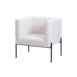 comprar SILLON TEXTIL BLANCO PATAS METAL NEGRO 70X65X75 CM online de  desde 251,68 €