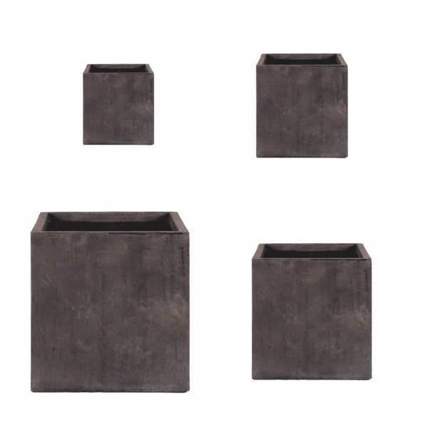 JUEGO 4 UNIDADES Macetero Cubo - OXIDO RUSTICO