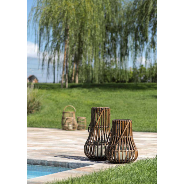 KENDARI portavelas con cristal - RATTAN