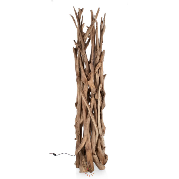 LÁMPARA MADERA DE TECA PIE ACERO H180