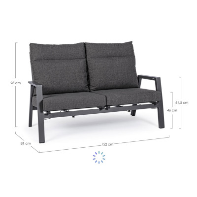 comprar SOFÁ 2 PLAZAS RECL CON COJIN KLEDI ANTRACITA JX55 online de BIZZOTTO desde 1,389.30