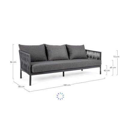 comprar SOFÁ 3 PLAZAS CON COJIN FLORENCIA ANTRACITA WG21 online de BIZZOTTO desde 2,192.56
