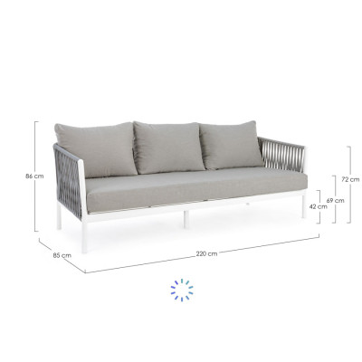 comprar SOFÁ 3 PLAZAS CON COJIN FLORENCIA BLANCO WG20 online de BIZZOTTO desde 2,192.56