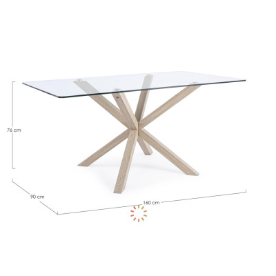 comprar MESA MAY RECT. VIDRIO PATA NAT. 160X90 online de BIZZOTTO desde 350,72 €