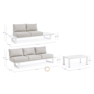 comprar SET SOFÁ ESQ. CON COJINES KONNOR BLANCO CX21 online de BIZZOTTO desde 2,663.20