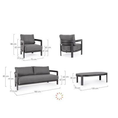 comprar SET4 SOFÁ CON COJINES PRESLEY ANTRACITA WG21 online de BIZZOTTO desde 3,504.92