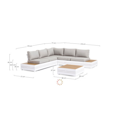 comprar SET SOFÁ ESQ. CON COJINES OSTEN BLANCO SJ6 online de BIZZOTTO desde 3,269.60