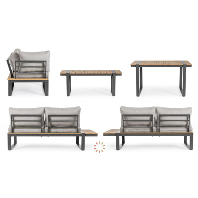 comprar SET SOFÁ ESQ. CON COJINES SVEN ANTRACITA SJ61 online de BIZZOTTO desde 2,746.92