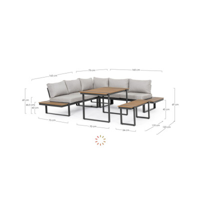 comprar SET SOFÁ ESQ. CON COJINES SVEN ANTRACITA SJ61 online de BIZZOTTO desde 2,746.92