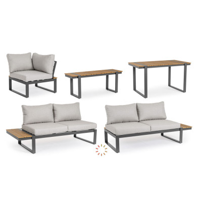 comprar SET SOFÁ ESQ. CON COJINES SVEN ANTRACITA SJ61 online de BIZZOTTO desde 2,746.92