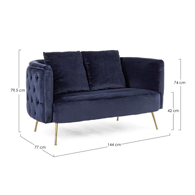 comprar SOFÁ con 2 plazas, TENBURY AZUL OSCURO online de Bizzotto Homemotion desde 1,130.38
