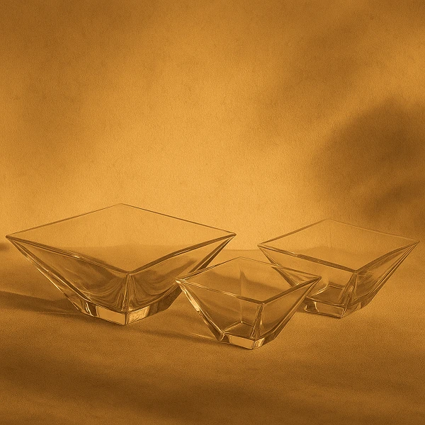 BOWL CUADRACÓNICO DE CRISTAL DE ALTA CALIDAD (3 MEDIDAS)