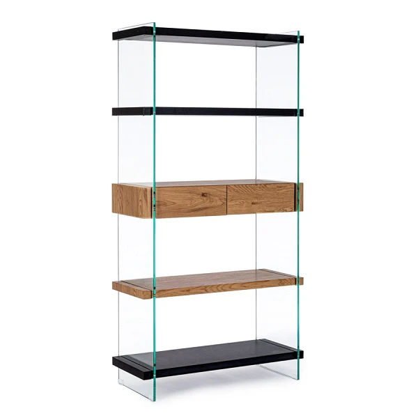 LIBRERÍA 4 Puertas |2 Cajones LINE WOOD NEGRO