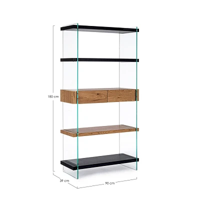 comprar LIBRERÍA 4 Puertas |2 Cajones LINE WOOD NEGRO online de BIZZOTTO desde 462,83 €