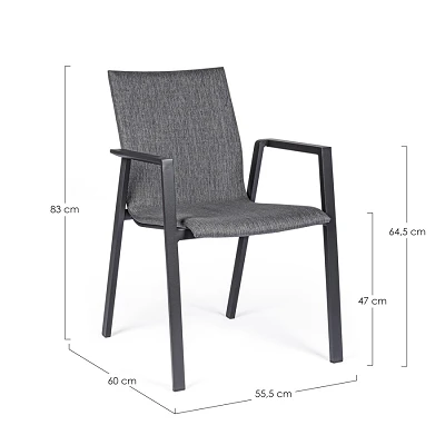 comprar SILLA CON REPOSABRAZOS | ODEON ANTR-GRIS OSCURO JX55 online de BIZZOTTO desde 239,58 €