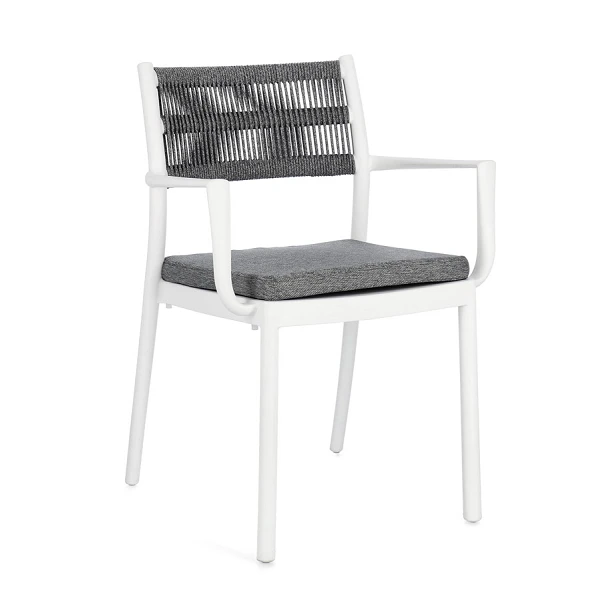 SILLA CON REPOSABRAZOS |  CON COJINES |  ALVIN BLANCO/GRIS OSCURO