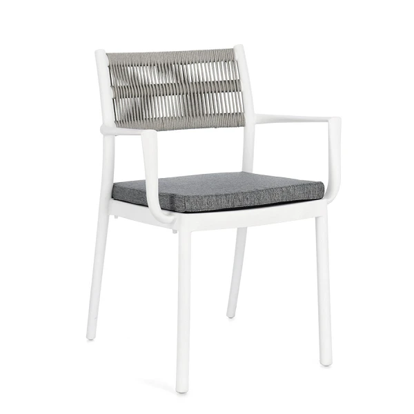 SILLA CON REPOSABRAZOS |  CON COJINES |  ALVIN BLANCO/GRIS CLARO