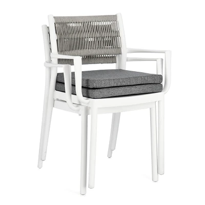 comprar SILLA CON REPOSABRAZOS | CON COJINES | ALVIN BLANCO/GRIS CLARO online de BIZZOTTO desde 148,10 €