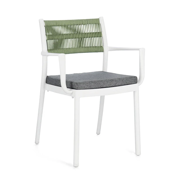SILLA CON REPOSABRAZOS |  CON COJINES |  ALVIN BLANCO/VERDE