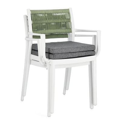 comprar SILLA CON REPOSABRAZOS | CON COJINES | ALVIN BLANCO/VERDE online de BIZZOTTO desde 148,10 €
