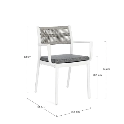 comprar SILLA CON REPOSABRAZOS | CON COJINES | ALVIN BLANCO/GRIS CLARO online de BIZZOTTO desde 148,10 €
