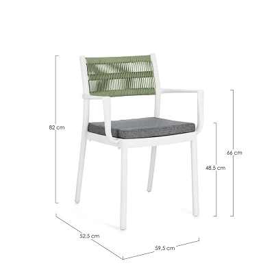 comprar SILLA CON REPOSABRAZOS | CON COJINES | ALVIN BLANCO/VERDE online de BIZZOTTO desde 148,10 €