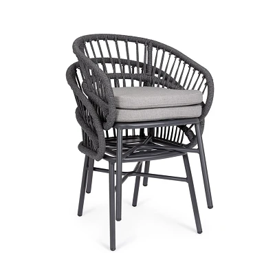 comprar SILLA CON REPOSABRAZOS | CON COJINES | ODIVELAS ANTRACITA online de BIZZOTTO desde 298,39 €