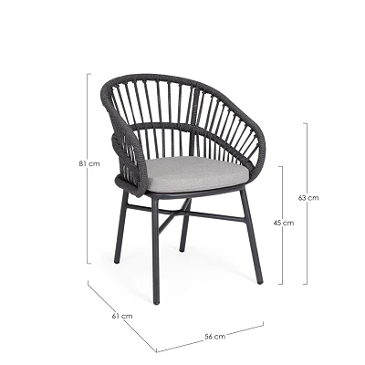 comprar SILLA CON REPOSABRAZOS | CON COJINES | ODIVELAS ANTRACITA online de BIZZOTTO desde 298,39 €
