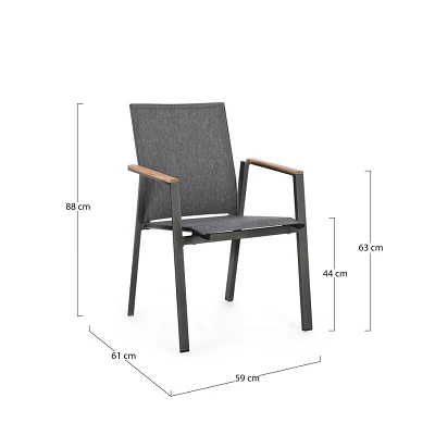 comprar SILLA CON REPOSABRAZOS | CAMERON ANTRACITA GK52 online de BIZZOTTO desde 208,00 €