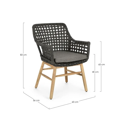 comprar SILLA CON REPOSABRAZOS | CON COJINES | WILSON NEGRO online de Bizzotto Homemotion desde 540,14 €