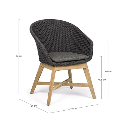 comprar SILLA CON REPOSABRAZOS | CON COJINES | COACHELLA ANTRACITA online de Bizzotto Homemotion desde 629,44 €