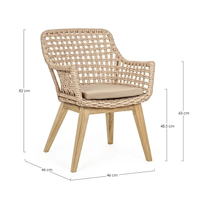comprar SILLA CON REPOSABRAZOS | CON COJINES | MADISON NATURAL online de Bizzotto Homemotion desde 544,50 €