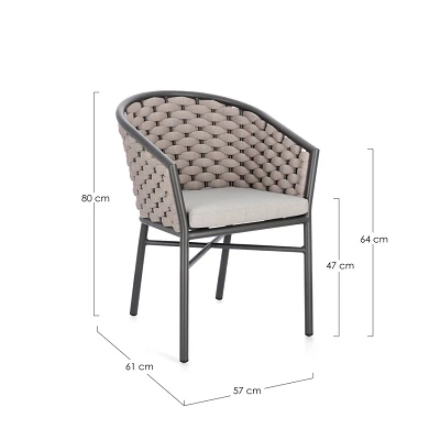comprar SILLA CON REPOSABRAZOS | CON COJINES | MARGALIDA ANTRACITA/KHAK online de BIZZOTTO desde 344,12 €