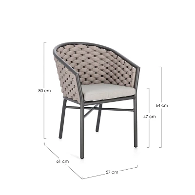 comprar SILLA CON REPOSABRAZOS | CON COJINES | MARGALIDA ANTRACITA/KHAK online de BIZZOTTO desde 328,88 €