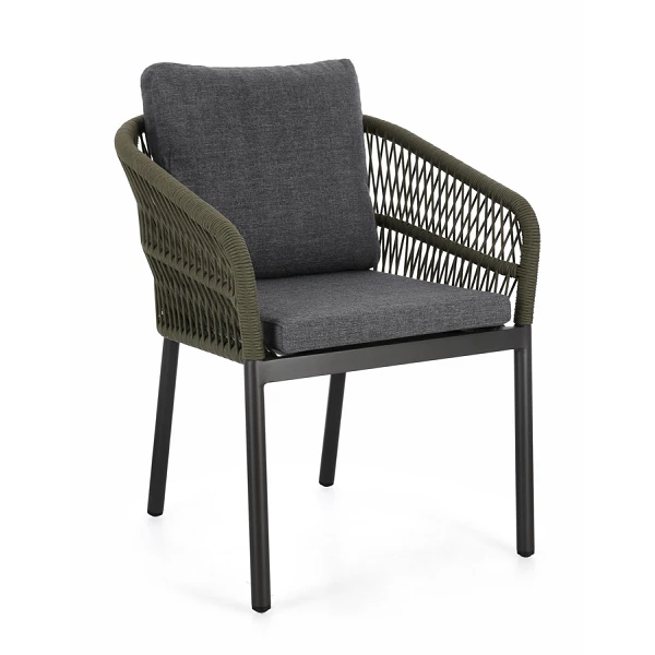 SILLA CON REPOSABRAZOS |  CON COJINES |  GALDANA ANTRACITA/VERDE