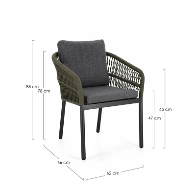 comprar SILLA CON REPOSABRAZOS | CON COJINES | GALDANA ANTRACITA/VERDE online de BIZZOTTO desde 317,99 €