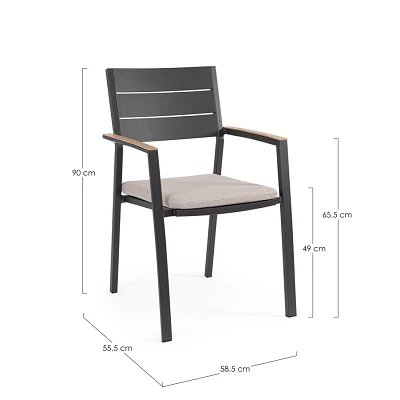 comprar SILLA CON REPOSABRAZOS | CON COJINES | ZELMAR ANTRACITA YK13 online de BIZZOTTO desde 219,98 €