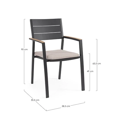 comprar SILLA CON REPOSABRAZOS | CON COJINES | ZELMAR ANTRACITA YK13 online de BIZZOTTO desde 199,29 €