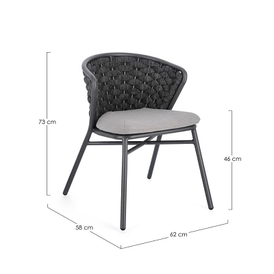 comprar SILLA CON COJINES | HARLOW ANTRAC QS22/GRAPHITE online de Bizzotto Homemotion desde 370,26 €
