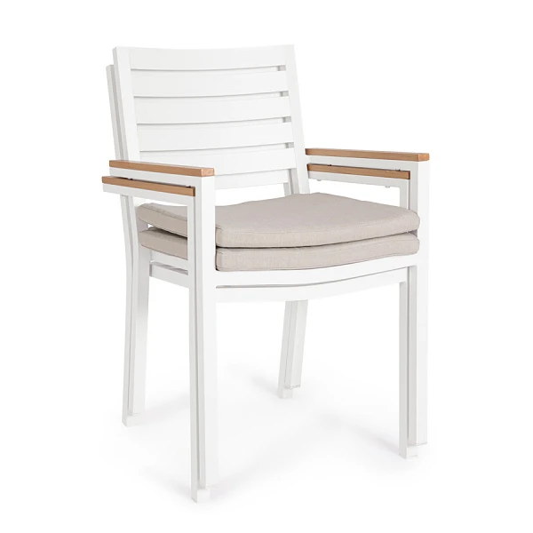 SILLA CON REPOSABRAZOS |  CON COJINES |  HENNA BLANCO LD30