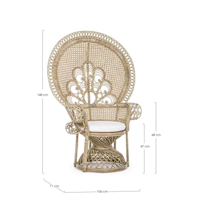 comprar SILLÓN CON COJINES PEACOCK NATURAL online de BIZZOTTO desde 612,99 €