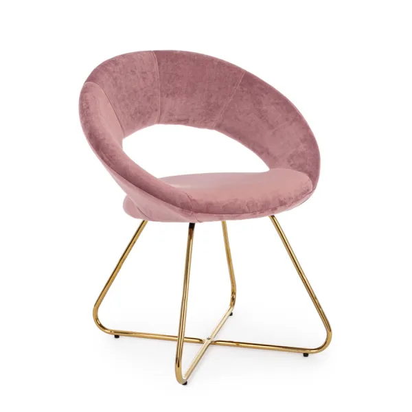 SILLÓN VANITY ORO TERCIOPELO ROSA