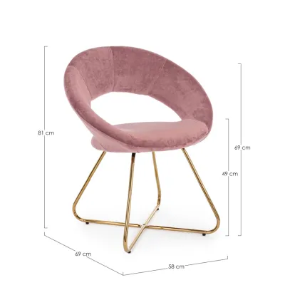 comprar SILLÓN VANITY ORO TERCIOPELO ROSA online de Yes desde 191,18 €