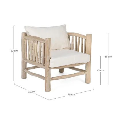 comprar SILLÓN CON COJINES SAHEL NATURAL online de BIZZOTTO desde 464,88 €
