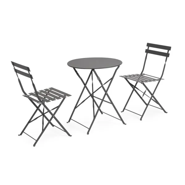 SET DE 3 | MESA Y 2 SILLAS  AUSTIN ANTRACITA