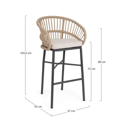 comprar TABURETE BAR CON COJIES ODIVELAS BEIGE online de BIZZOTTO desde 417,40 €