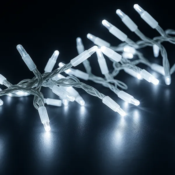 CRACKER 150 LED BLANCO CÁLIDO TRANSP. Cable BLANCO ,1,5 mts, Sin cable de alimentación 126 LED FIJOS+ 24 FLASH