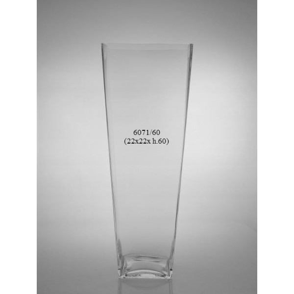 JARRÓN CUADRADO CÓNICO DE CRISTAL