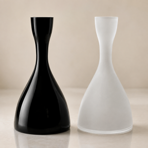 JARRÓN CURVADO NEGRO Ø.7 X Ø.19 X H.35