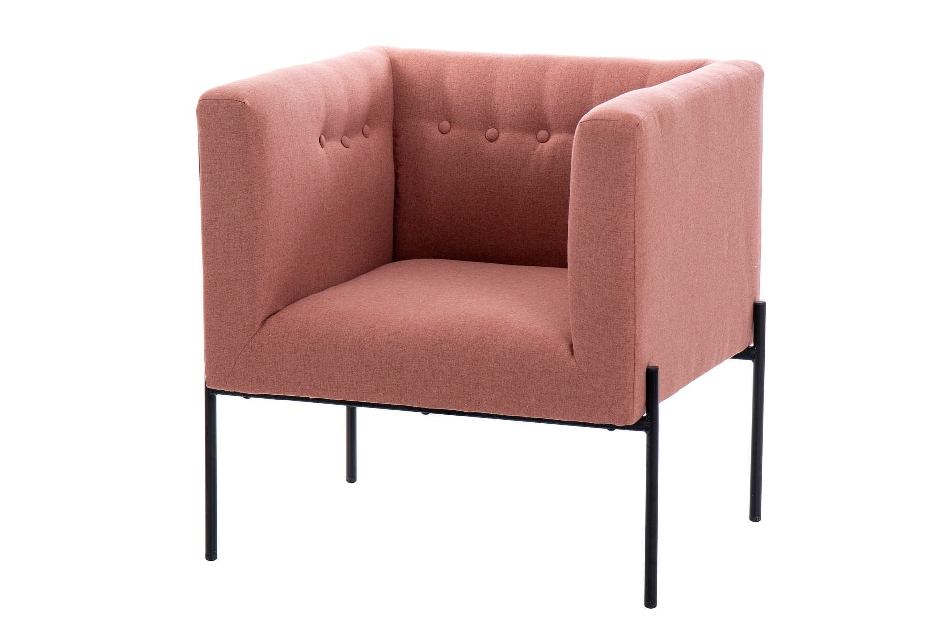 comprar SILLON TEXTIL ROSA C/PATAS METAL NEGRO 70X65X75 CM online de desde 251,68 €
